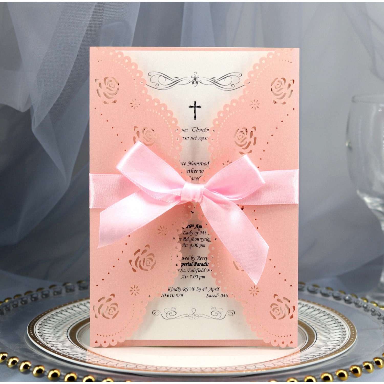 Thank You Card Laser Invitation Rose Card Business Invitation Wedding Supplies Wholesale